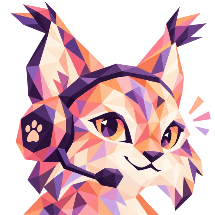 Llynx mascot wearing a headset